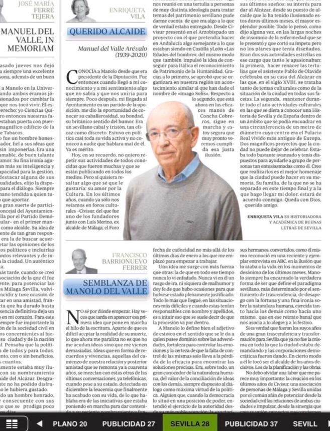 ABC Sevilla: En memoria del exalcalde de Sevilla
